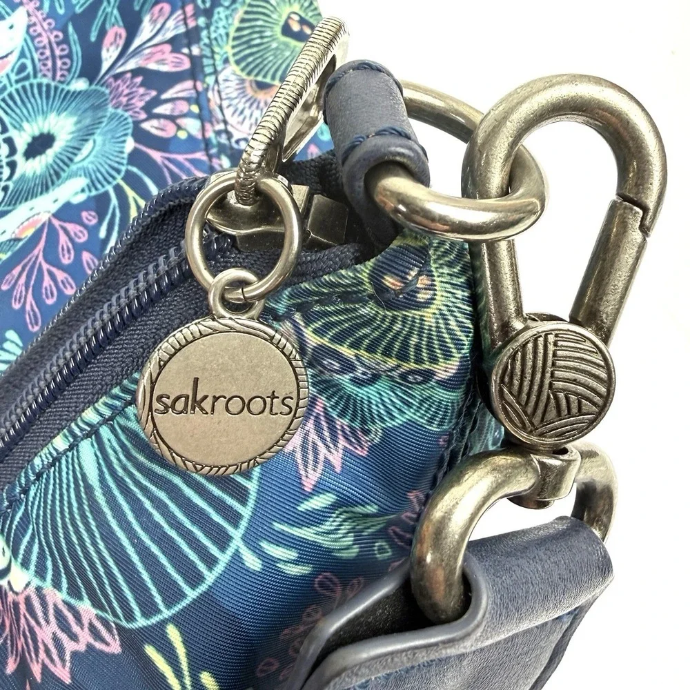 Sakroots Handbag Blue Floral Nylon Guitar Strap Colorful Boho Crossbody Bag Rare